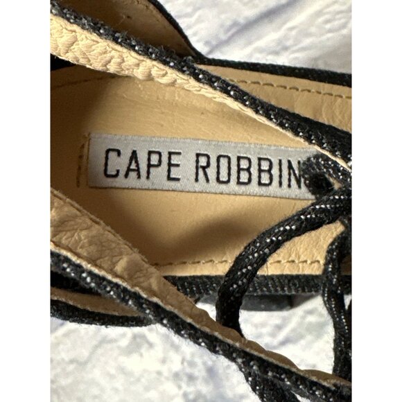 Cape Robin Denim Sandals Patches Block Denim Heels Strappy Ankle Point Toe 8 - Picture 12 of 13